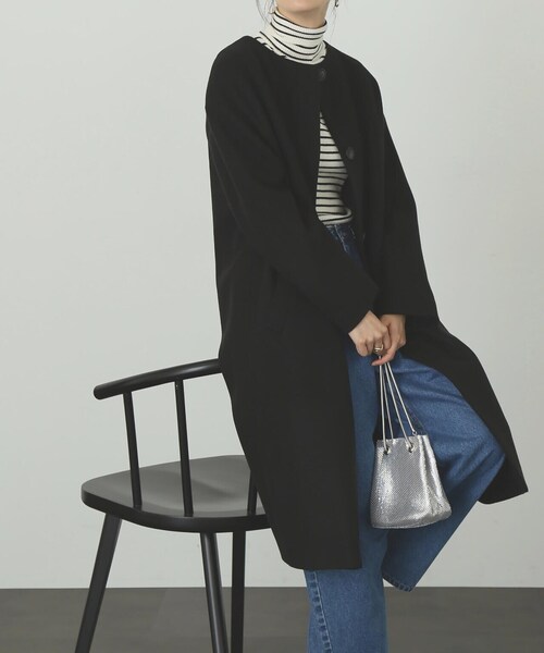 「FREE'S MART」 ノーカラーコート SMALL ベージュ レディース_画像4