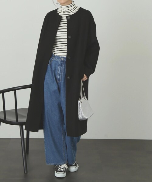 「FREE'S MART」 ノーカラーコート SMALL ベージュ レディース_画像5