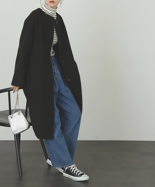 「FREE'S MART」 ノーカラーコート SMALL ベージュ レディース_画像6