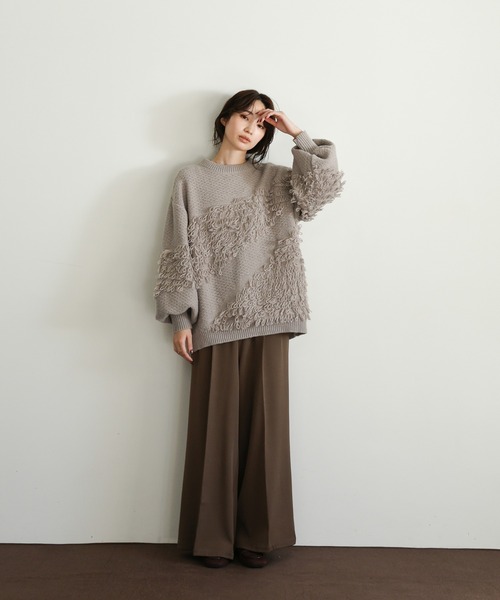 「select MOCA Et」 長袖ニット FREE チャコールグレー レディース_画像5