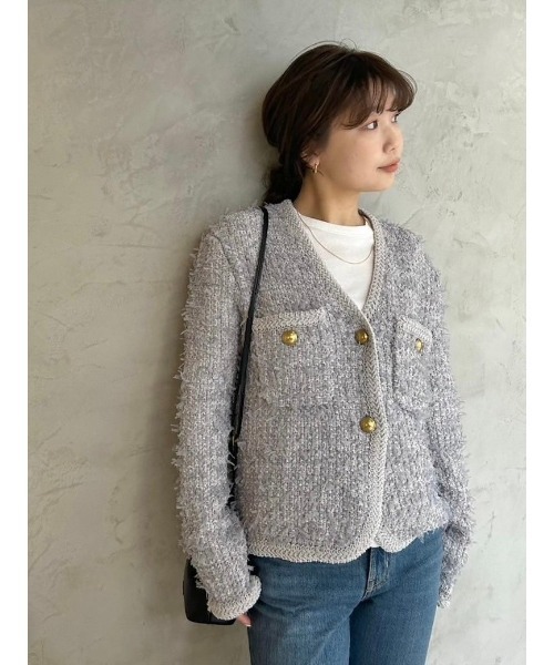 「Mila Owen」 ニットカーディガン 0 グレー レディース_画像4