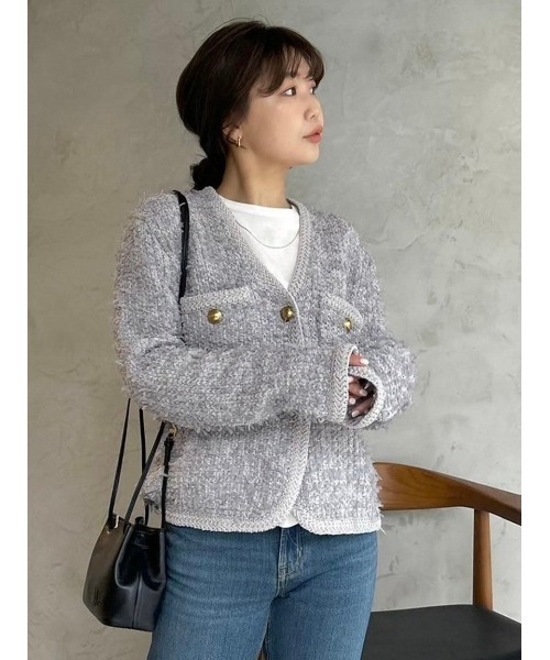 「Mila Owen」 ニットカーディガン 0 グレー レディース_画像6