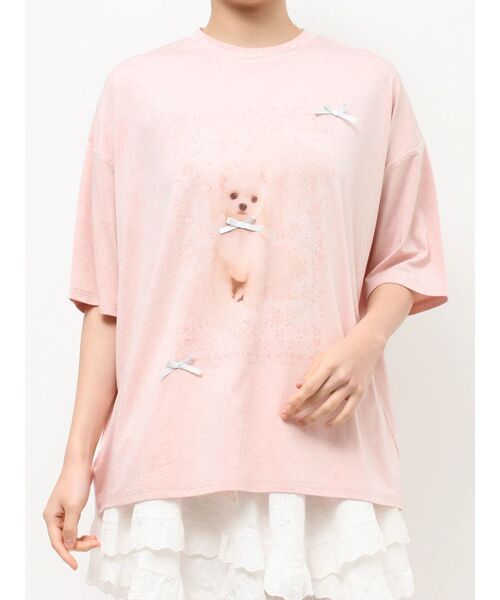 merry jenny（メリージェニー） tシャツ 半袖 ribbon dog collage tee