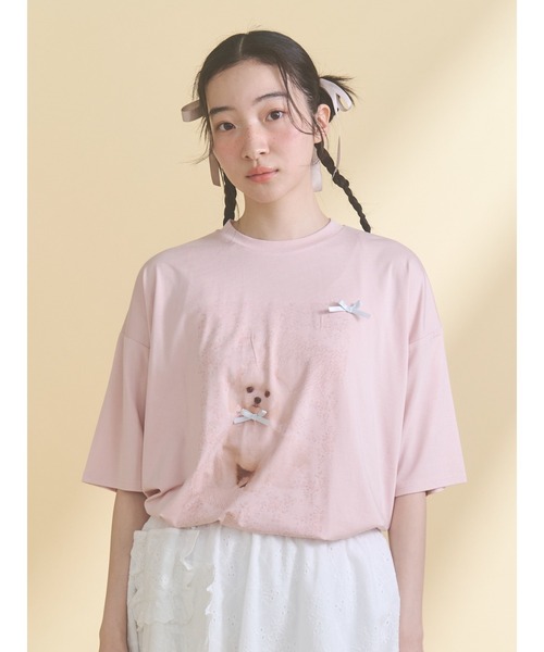 merry jenny（メリージェニー） tシャツ ribbon dog collage tee