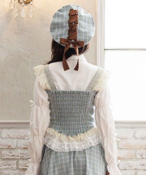 axes femme（アクシーズ ファム） ベスト ジレ チェックレースフリル