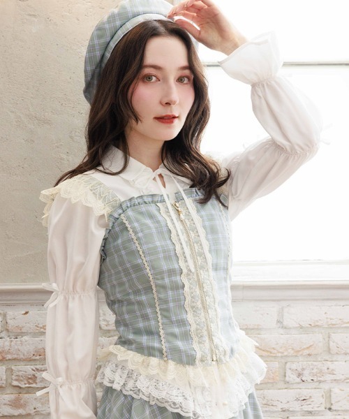 axes femme（アクシーズ ファム） ベスト ジレ チェックレースフリル