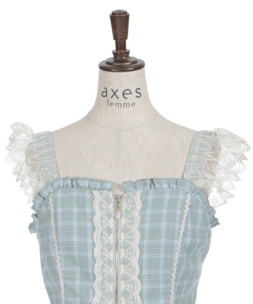 axes femme（アクシーズ ファム） ベスト ジレ チェックレースフリル