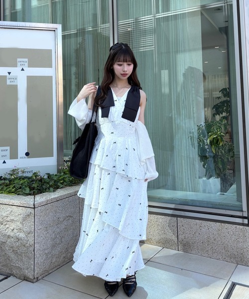 新品！Lou Loumei 肩リボンティアードロングワンピース LouLoumei（ルルミー） ワンピース 「LouLoumei」肩リボンティアード