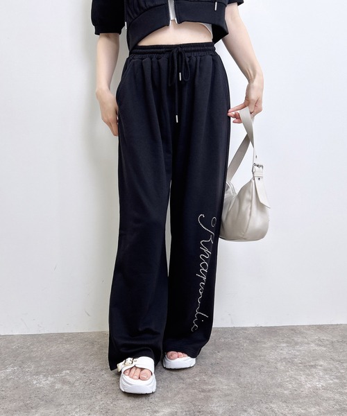 INGNI（イング） パンツ ラインストーンロゴスウェットパンツ