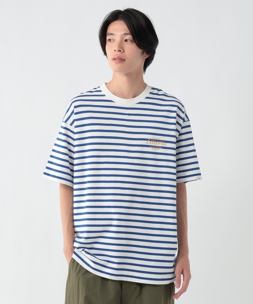 新作【新品】スーパービューティーボーダーレース切替ParisプリントＴシャツ44 George's tシャツ プリントボーダーTシャツ メンズ レディース