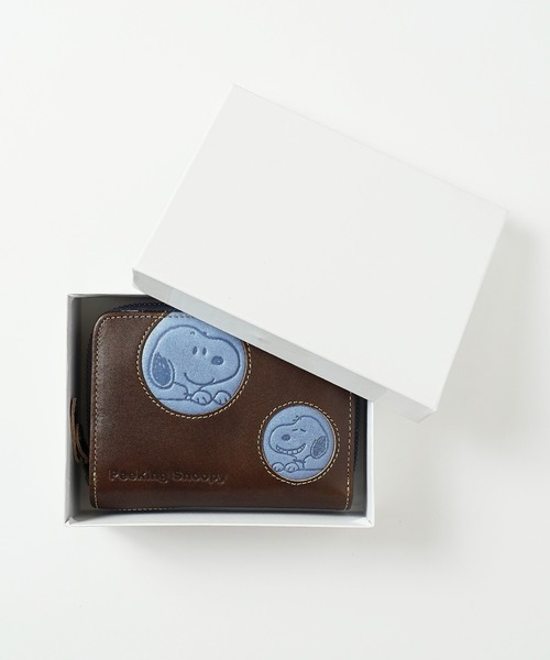 財布 「PEANUTS / SNOOPY」スヌーピー ピーナッツ PEANUTS Peeking DOT ラウンド2つ折り財布 73529の画像
