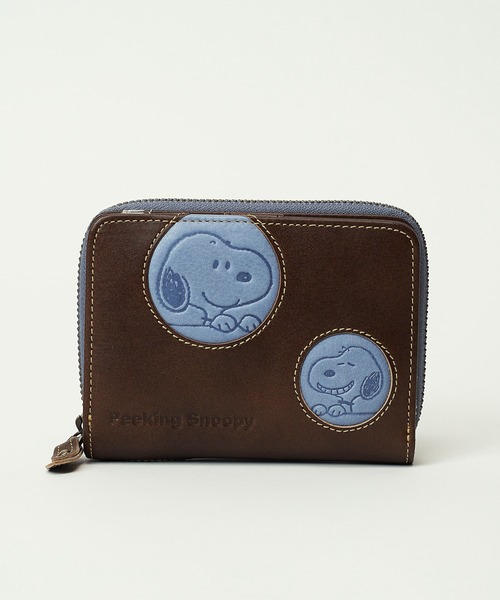 財布 「PEANUTS / SNOOPY」スヌーピー ピーナッツ PEANUTS Peeking DOT ラウンド2つ折り財布 73529の画像
