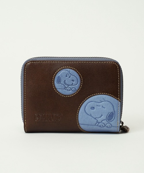財布 「PEANUTS / SNOOPY」スヌーピー ピーナッツ PEANUTS Peeking DOT ラウンド2つ折り財布 73529の画像