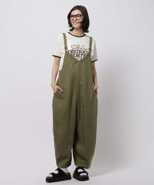 サロペット オーバーオール FINEリネンコクーンサロペット レディースの画像
