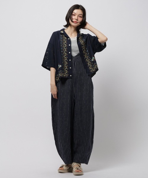 サロペット オーバーオール FINEリネンコクーンサロペット レディースの画像
