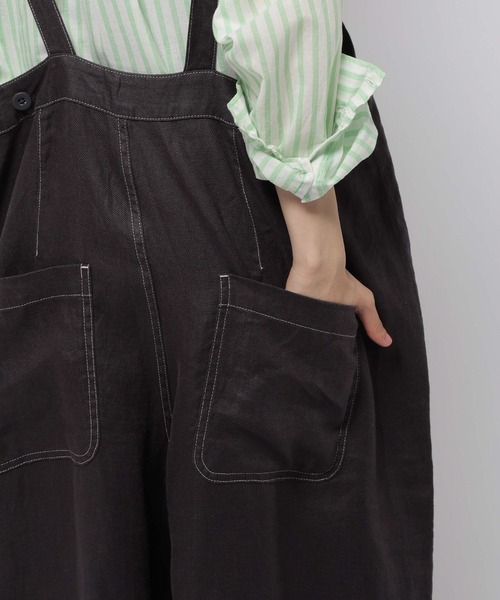 サロペット オーバーオール FINEリネンコクーンサロペット レディースの画像
