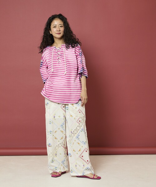 「Freada」 7分袖カットソー ONE SIZE イエロー レディース_画像3