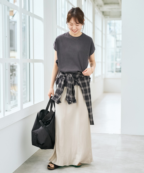 tシャツ 「追加」upper hights/アッパーハイツ 別注BIG NO SLEEVE TEE* レディースの画像
