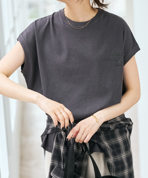 tシャツ 「追加」upper hights/アッパーハイツ 別注BIG NO SLEEVE TEE* レディースの画像