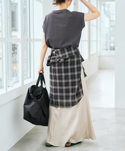tシャツ 「追加」upper hights/アッパーハイツ 別注BIG NO SLEEVE TEE* レディースの画像