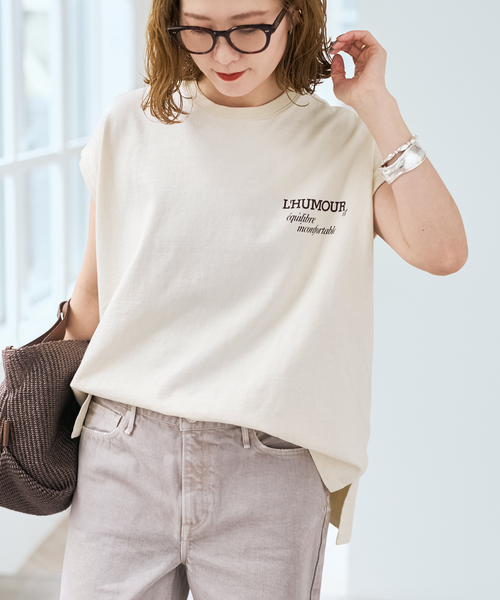 tシャツ 「追加」upper hights/アッパーハイツ 別注BIG NO SLEEVE TEE* レディースの画像