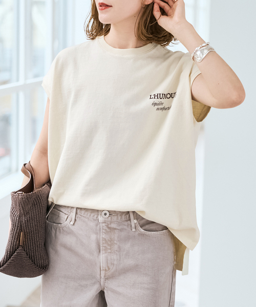 tシャツ 「追加」upper hights/アッパーハイツ 別注BIG NO SLEEVE TEE* レディースの画像