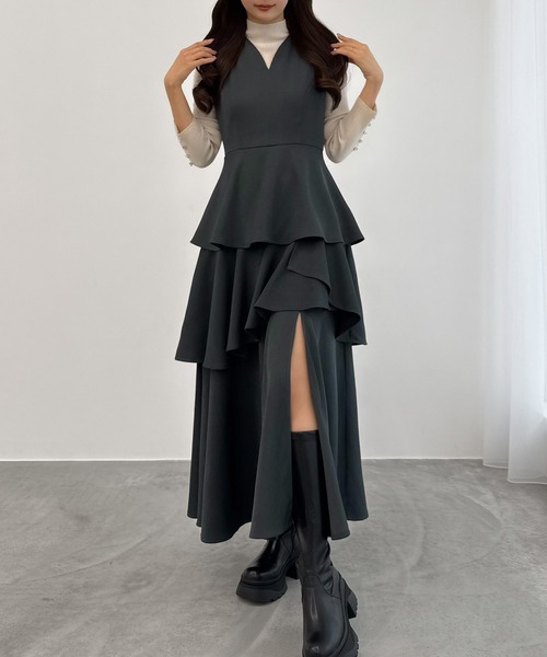「CENEA」 ノースリーブワンピース X-LARGE チャコール レディース_画像8