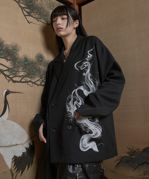 「狐独」 「Ellno Loset」テーラードジャケット SMALL ブラック メンズ_画像7