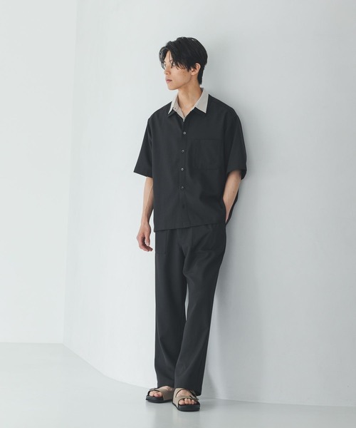 GLOBAL WORK（グローバルワーク） シャツ 半袖 リネンブレンドシャツ