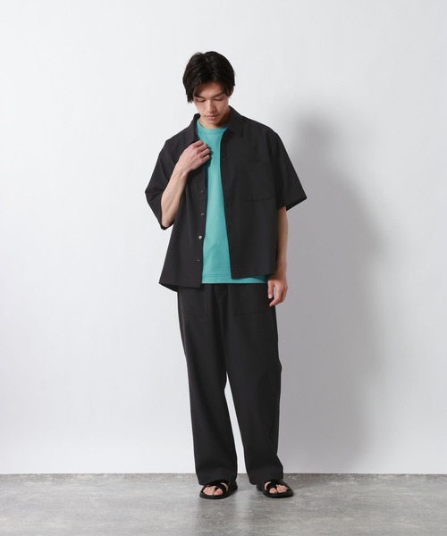 GLOBAL WORK（グローバルワーク） シャツ 半袖 リネンブレンドシャツ
