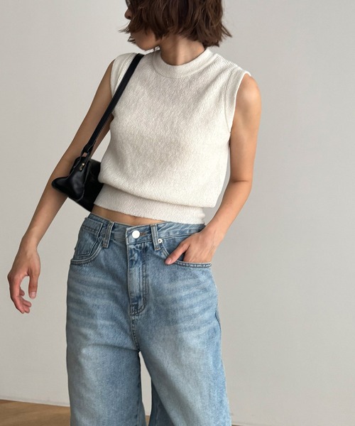 「CANAL JEAN」 ノースリーブトップス ONE SIZE ブラック レディース_画像5