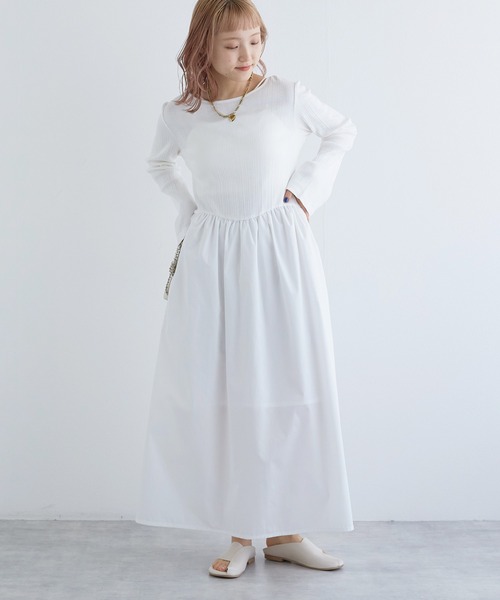 「w closet」 ドッキングワンピース FREE カーキ レディース_画像4