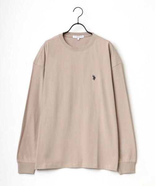 【POLO】ワンポイントロゴ　刺繍ロゴ　ベージュ　Ｖネック　古着男子　古着女子 U.S. POLO ASSN.（ユーエスポロアッスン） tシャツ 別注 オーバー