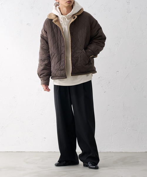 epnok メンズ ジャケット ブルゾン ボアキルティングショートブルゾン