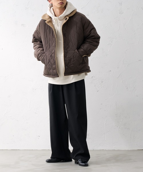 epnok メンズ ジャケット ブルゾン ボアキルティングショートブルゾン