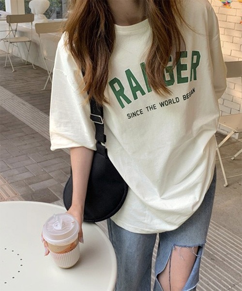 tシャツ Tシャツ オーバーサイズカレッジロゴ半袖Tシャツ