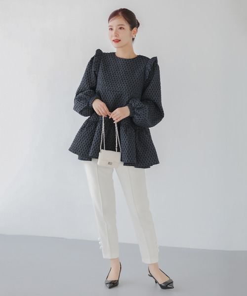 Fitmore×coara ジャガードブラウス美品 Fit more ブラウス シャツ 「ZOZO限定商品」ダイヤジャガード