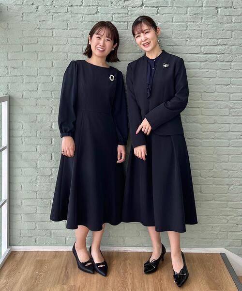 【韓国発】ブラックリボンブローチゴールドスカートセットアップ kost2800-3.jpg
