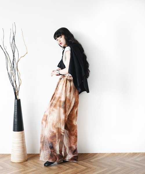Aphlotus パンツ 裏付き フロントタック シアーパンツ ムラ染め