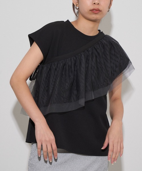 tシャツ マルチウェイ グラデーション チュールフリル付き