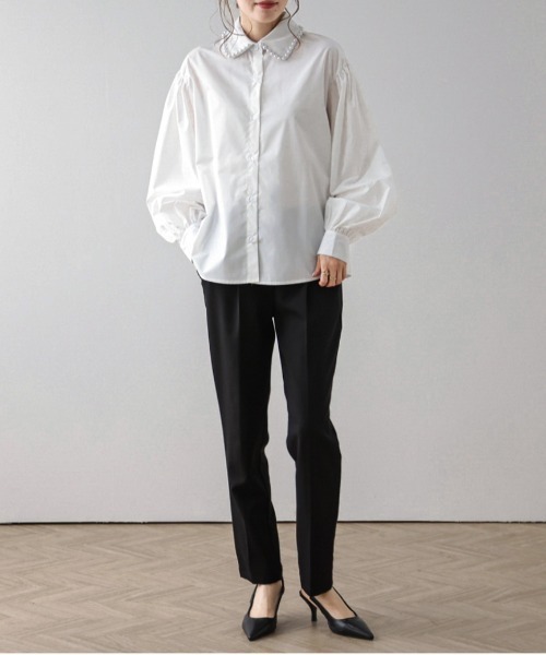 CLAUDIE PIERLOT クローディピエルロ ブラウス シャツ パール ブラウス シャツ パール襟ブラウス レディース : ZOZOTOWN Yahoo