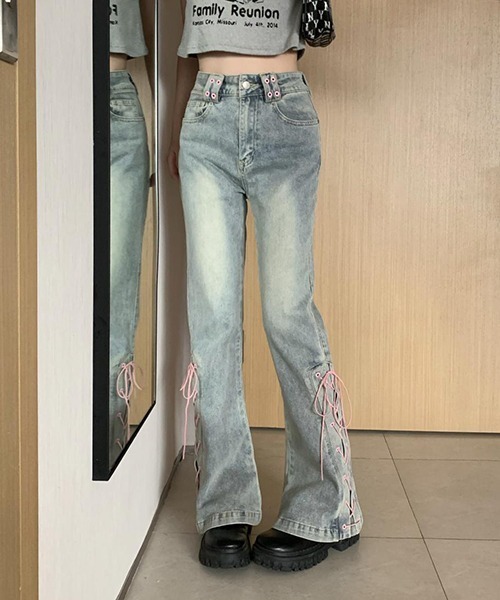 gossip!ロサンゼルス ジーンズ デニム デニムパンツ y2k リボン