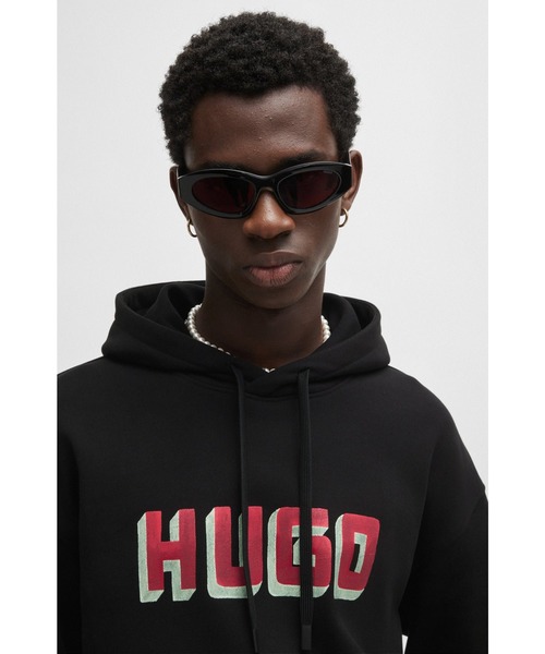 【フレンチテリー仕立て】HUGO BOSS フーディ HUGO パーカー HUGOロゴプリント コットンフレンチテリー