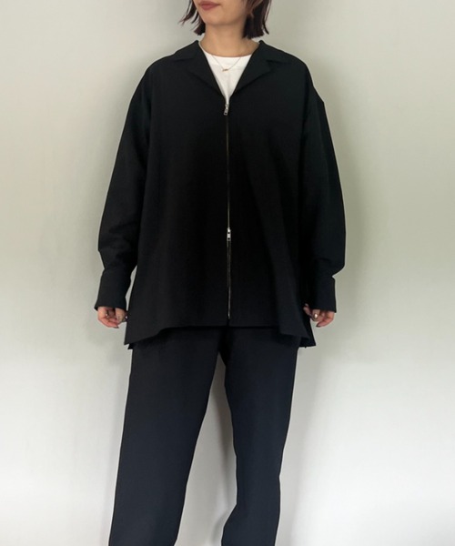 シャツ ブラウス CLANE SUCKER STRIPE ZIP SHIRT レディース 