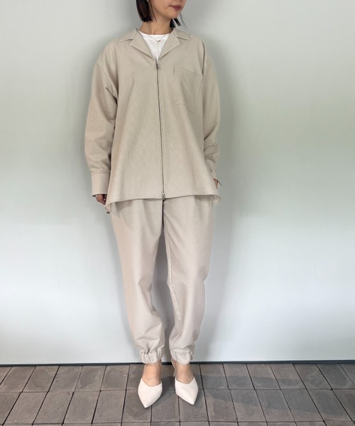 シャツ ブラウス CLANE SUCKER STRIPE ZIP SHIRT レディース 