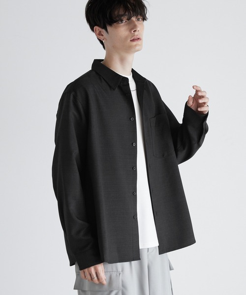 クラシック Anchor Smith シャツ ドレープウールライクファブリック ジャケット・アウター
