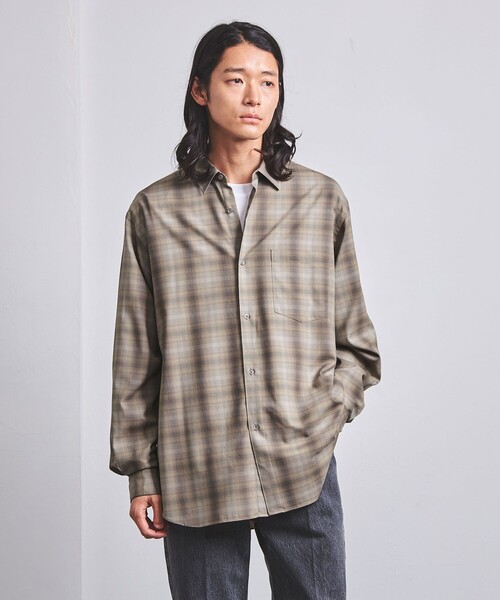 UNITED ARROWS シャツ トロピカル チェック レギュラーカラー メンズ 