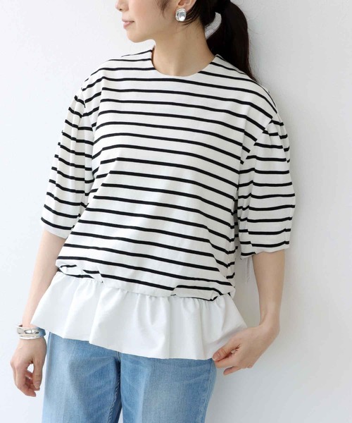 tシャツ 裾切り替カットソー レディース