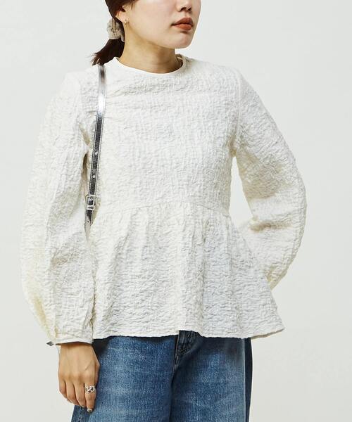 ブラウス シャツ JACQUARD PEPLUM BLOUSE レディース