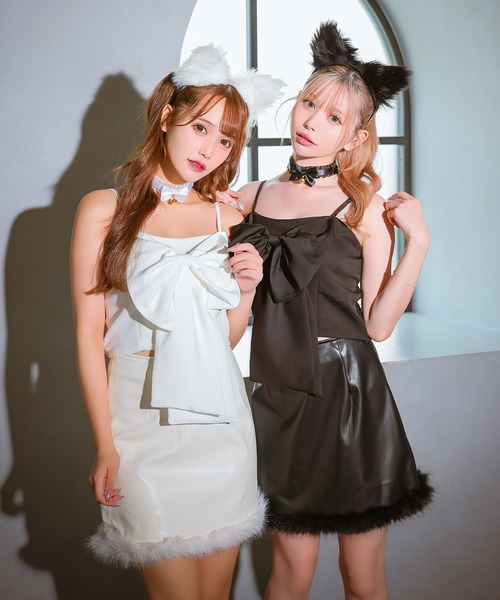 パリコレブランド 定価20万 ビッグおりぼんシルクケープレイヤーとろみカットソー Tika（ティカ） コスプレ コスプレ セクシー ネコ アニマル かわいい